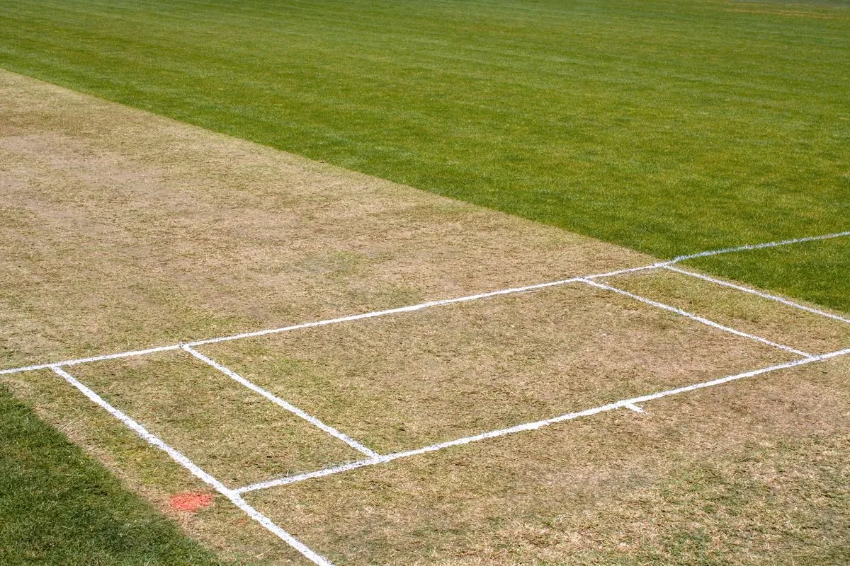 Cricket pitch under construction